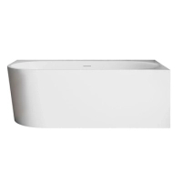 Wanna wolnostojąca narożna prawa Balneo AVOLA PLUS NO RIM 160 x 75 cm biała akrylowa z ramą ze stali nierdzewnej i 6 nóżkami stabilizującymi z przelewem i białym korkiem