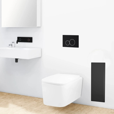 Schowek na szczotkę WC Balneo Wall Box Brush S Black Glass lewy wbudowany w ścianę ze stali nierdzewnej