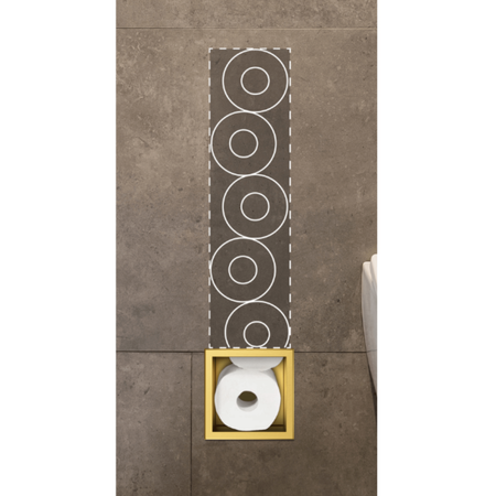 Balneo Wall Box Paper 3 Gold – Built-In Wall-Mounted Gold Stainless Steel Paper Storage Shelf