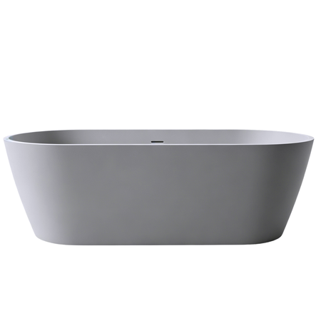 Freestanding bathtub VALIA Solid Surface Cemento Raw with siphon and plug