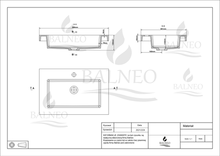Balneo Rica countertop washbasin 60 x 40 cm white conglomerate