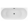 Balneo VIVA wall-mounted freestanding bathtub, white, 150 x 75 cm, acrylic, with stainless steel frame and 6 stabilizing legs, overflow, and black click-clack drain