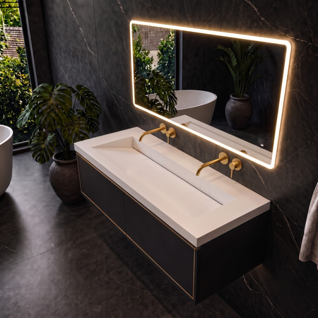 Umywalka VELORIA Solid Surface Coco White/Biała z odpływem liniowym 120 cm