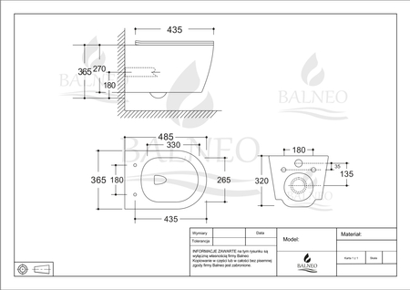 Balneo Luxa Rimless Black Wall-Mounted Toilet Bowl without Collar, with Slow-Close Duroplast Seat