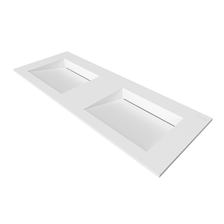 Alveria Solid Surface Washbasin, Coco White, with Double Linear Drain, 120 cm