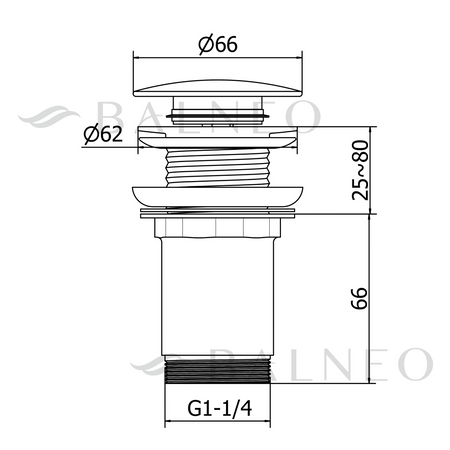 Balneo Klik Klak C Brass Basin Plug Black Without Overflow with Ceramic Head