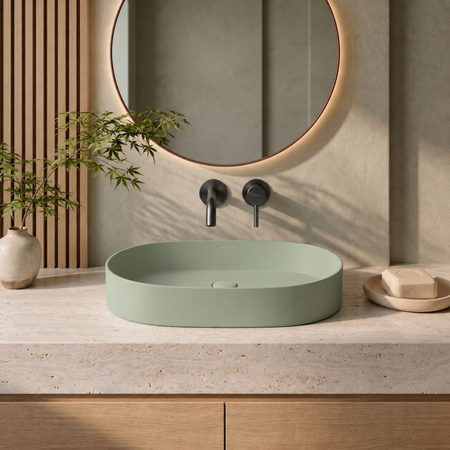 Washbasin ETERIA Solid Surface Pistachio Cream
