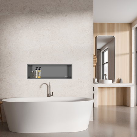 Balneo Wall Box One Gun Metal 60×20×10 cm recessed stainless steel shelf with flange