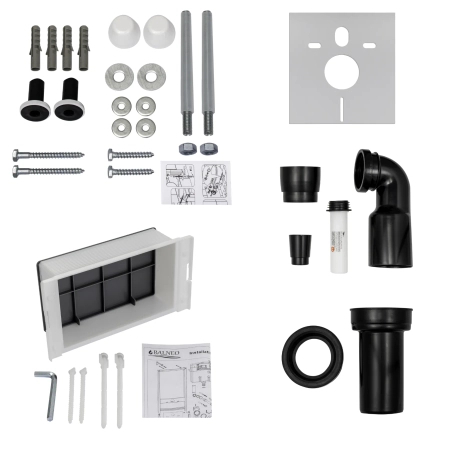 Zestaw podtynkowy WC Balneo stelaż Fix-Frame Standard z białą miską WC Luxa i przyciskiem do wyboru