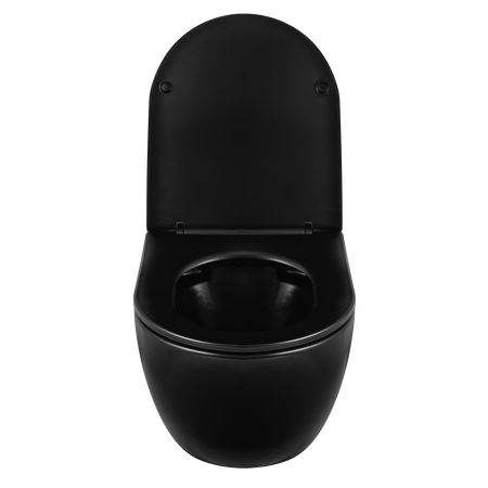 Balneo Luna Black Rimless Wall-Hung Toilet Bowl without Flush Rim, with Soft-Close Duroplast Seat