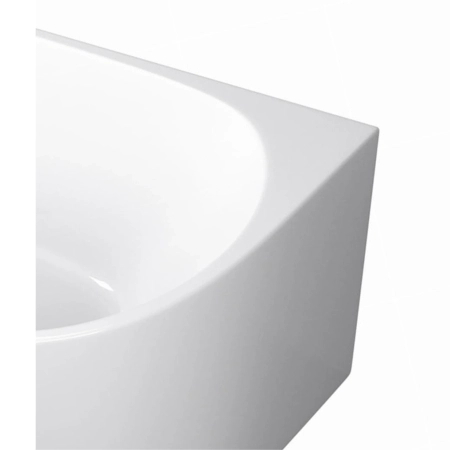 Left Corner Freestanding Bathtub Balneo AVOLA 160 x 80 cm White Acrylic with Stainless Steel Frame and 6 Stabilizing Legs with Black Overflow and Drain Plug