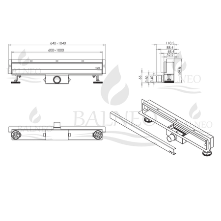 Linear drain wall-mounted Balneo In-Drain NEXT 2in1 60 cm black double-sided