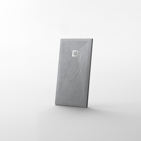 Composite shower tray “Balneo Stone Tray” 120 × 80 × 2.5 cm, light gray, low-profile, rectangular