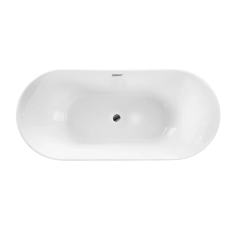 Balneo PARMA freestanding bathtub 170 x 72 cm, white acrylic with a stainless steel frame and 6 stabilizing legs, featuring an overflow and chrome drain