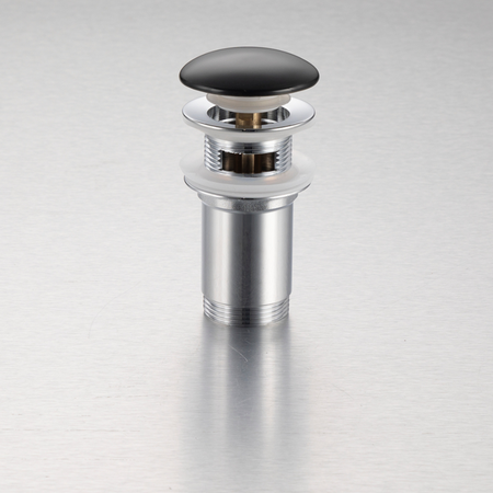 Brass washbasin stopper Balneo Klik Klak C black with overflow with ceramic head