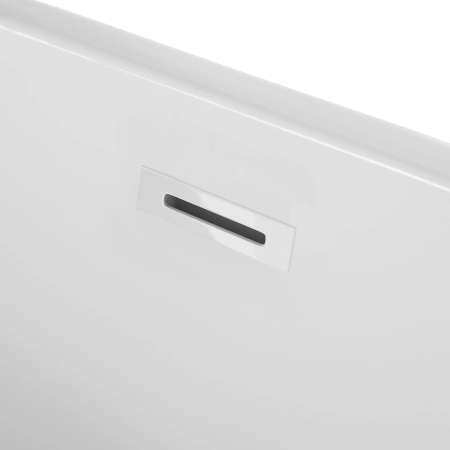 Right corner freestanding bathtub Balneo AVOLA 170 x 80 cm white acrylic with a stainless steel frame and 6 stabilizing legs with a white overflow and drain