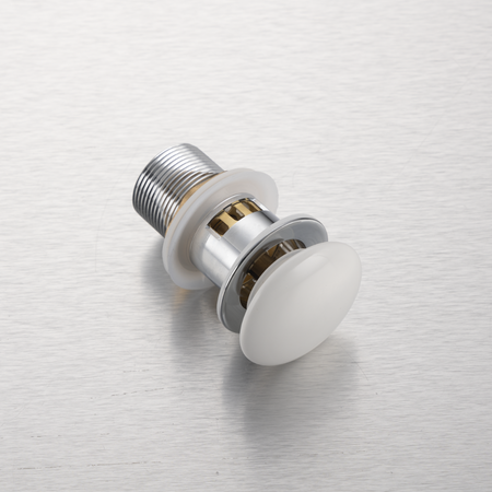 Brass washbasin stopper Balneo Klik Klak F white with basket and overflow