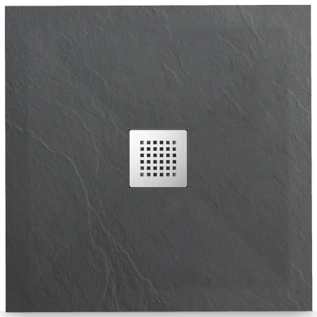 Brodzik z konglomeratu mineralnego Balneo Stone Tray 80 x 80 x 2,5 cm ciemnoszary niski kwadratowy