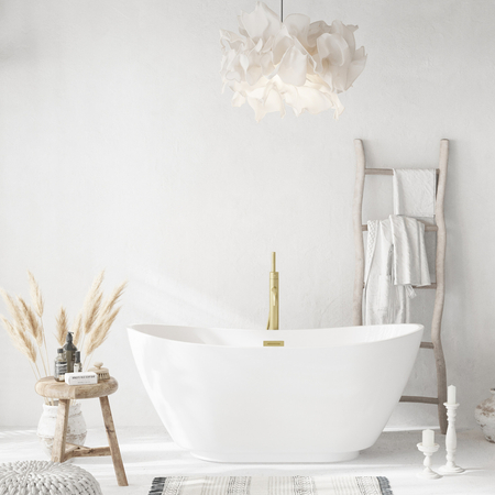 Balneo PARMA freestanding bathtub 170 x 72 cm, white acrylic with a stainless steel frame and 6 stabilizing legs, featuring an overflow and gold drain