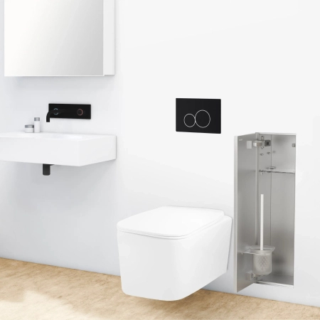 Balneo Wall Box Brush L Tiles – left recessed toilet brush holder, stainless steel