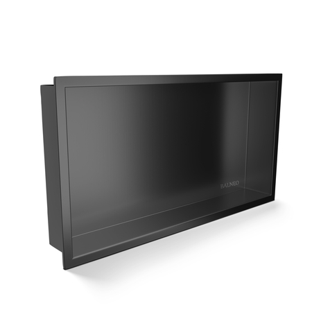 Balneo Wall Box One Gun Metal recessed shelf 60 x 30 x 7 cm in brushed stainless steel with flange
