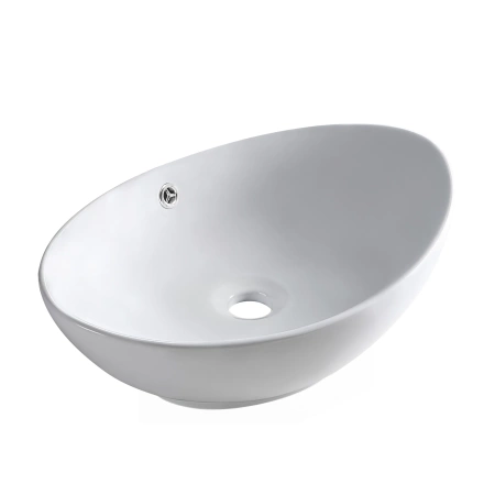 Umywalka nablatowa Balneo Zerra 59 x 39 cm biała ceramiczna z przelewem w kolorze chrom