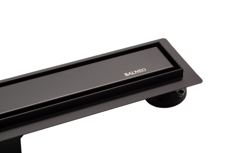 Odpływ liniowy podłogowy Balneo Duplex Next Black 110 cm czarny dwustronny ze stali nierdzewnej szczotkowanej z niskim syfonem i głębokim osadnikiem