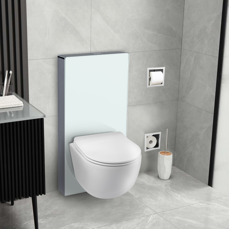 Balneo Fix-Frame Glass Milky surface-mounted WC frame, white, tempered glass