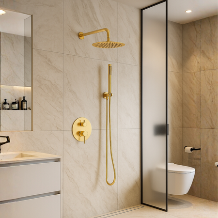 Bateria prysznicowa Balneo Cascade zestaw 2 shiny gold