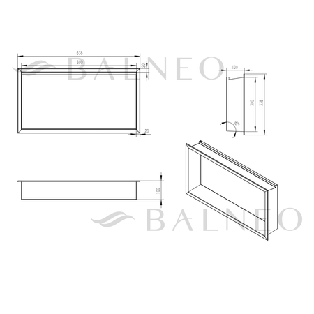WALL-BOX ONE - COPPER z LED - 30x60x10 cm