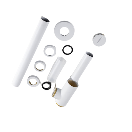 Trap basin brass Balneo white round