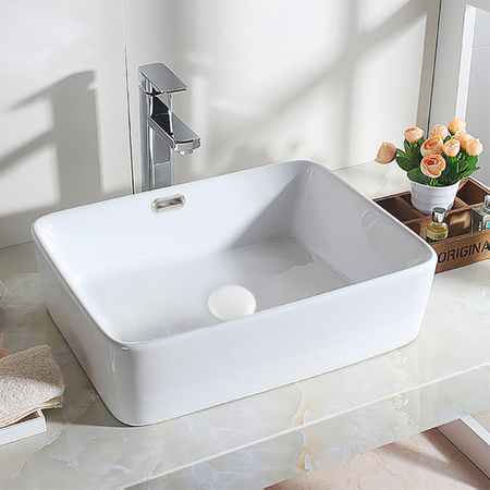 Brass washbasin stopper Balneo Klik Klak A white with overflow with ceramic head