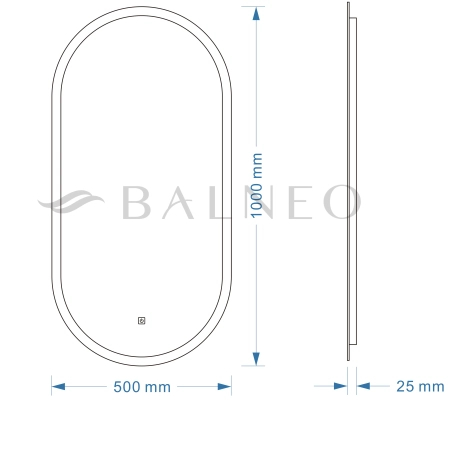 Balneo Elisa Illuminated Oval Mirror 50 x 100 cm
