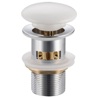 Brass washbasin stopper Balneo Klik Klak F white with basket and overflow