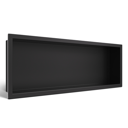 Balneo WALL-BOX ONE Black 60x20x10 cm black stainless steel recessed shelf with collar