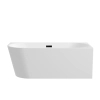 Right corner freestanding bathtub Balneo AVOLA 170 x 80 cm white acrylic with stainless steel frame and 6 stabilizing legs with overflow and black plug