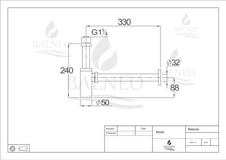 Trap basin brass Balneo chrome square