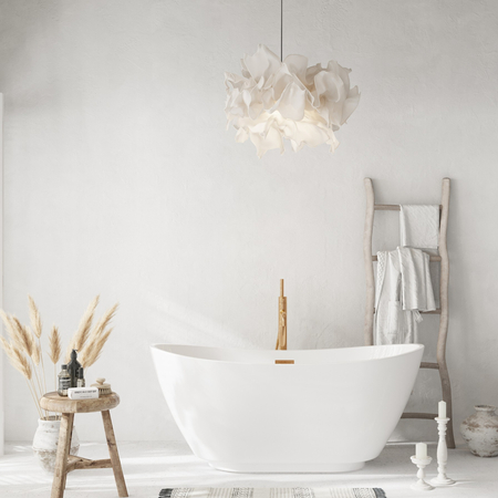 Balneo PARMA freestanding bathtub 170 x 72 cm, white acrylic with a stainless steel frame and 6 stabilizing legs, featuring an overflow and copper drain