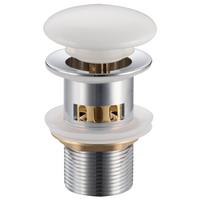 Brass washbasin stopper Balneo Klik Klak F white with basket and overflow