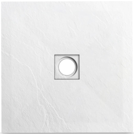 Brodzik z konglomeratu mineralnego Balneo Stone Tray 80 x 80 x 2,5 cm biały niski kwadratowy