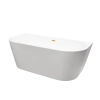 Balneo VIVA wall-mounted freestanding bathtub, white, 150 x 75 cm, acrylic, with stainless steel frame and 6 stabilizing legs, overflow, and mirror gold click-clack drain