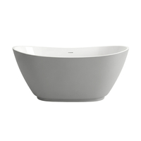 Wanna wolnostojąca Balneo PARMA NO RIM 170 x 72 cm biało szara akrylowa z ramą ze stali nierdzewnej i 6 nóżkami stabilizującymi z przelewem i białym korkiem