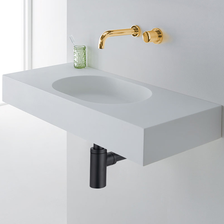 Trap basin brass Balneo black round