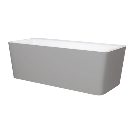 Wanna wolnostojąca Balneo ROMA NO RIM 170 x 80 cm biało szara akrylowa z ramą ze stali nierdzewnej i 6 nóżkami stabilizującymi z przelewem i białym korkiem