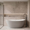 Freestanding bathtub Balneo PARMA NO RIM 170 x 72 cm white grey acrylic with frame made of stainless steel and 6 stabilizing legs with overflow and white plug