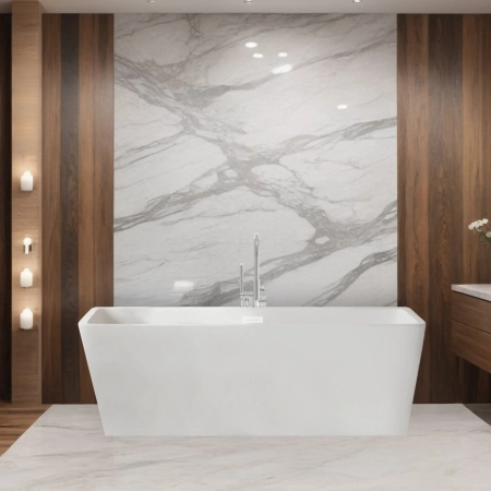 Balneo ROMA freestanding bathtub 170 x 80 cm white acrylic with stainless steel frame and 6 stabilising legs with overflow and white plug