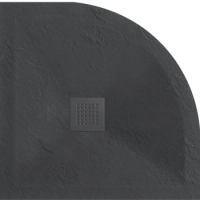 Balneo Stone Tray Composite Semi-Circular Low-Profile Shower Tray, 80 × 80 × 2.5 cm, Dark Gray