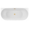 Balneo VIVA wall-mounted freestanding bathtub, white, 150 x 75 cm, acrylic, with stainless steel frame and 6 stabilizing legs, overflow, and gold click-clack drain