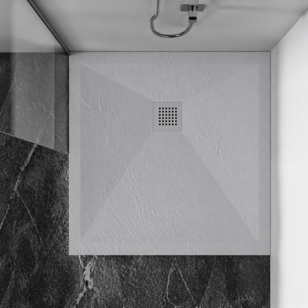 Balneo Stone Tray composite shower tray 80 x 80 x 2.5 cm light grey low square