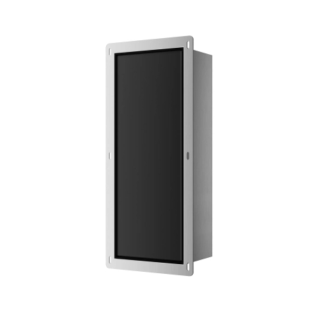 Schowek na szczotkę WC Balneo Wall Box Brush S Black Glass lewy wbudowany w ścianę ze stali nierdzewnej